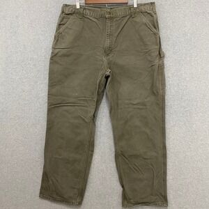 CARHARTT Mens 40x32 Loose Original Fit Green 100% Cotton Carpenter Pants B11-MOS